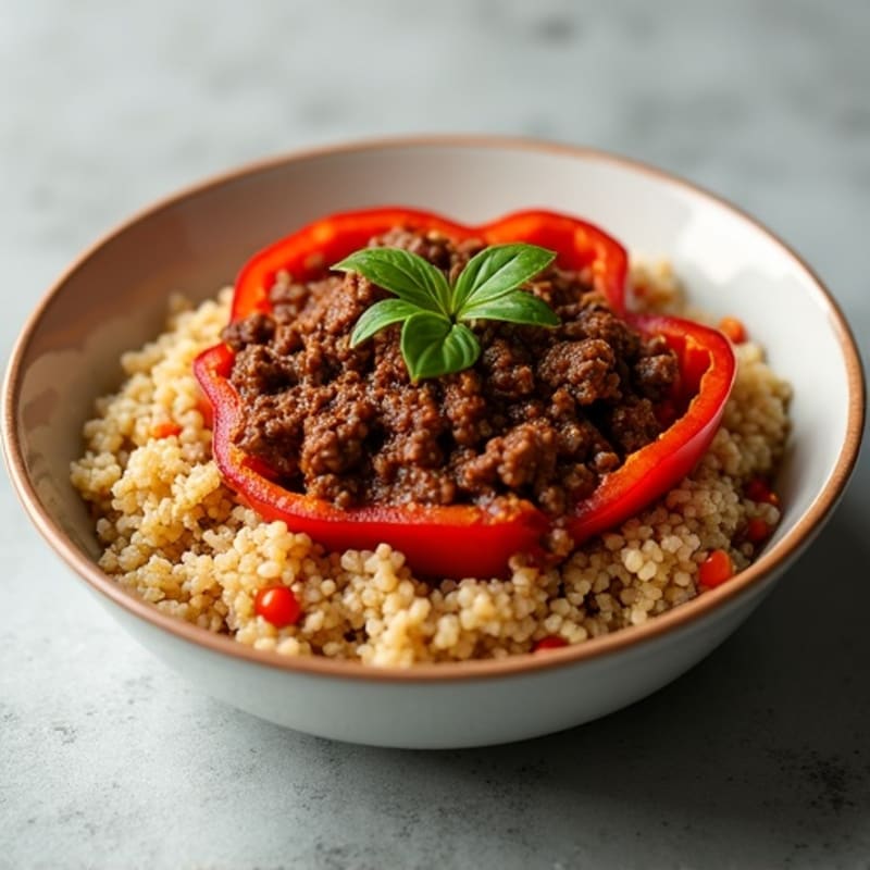 Spicy Ground Beef and Roasted Bell Pepper Bowl