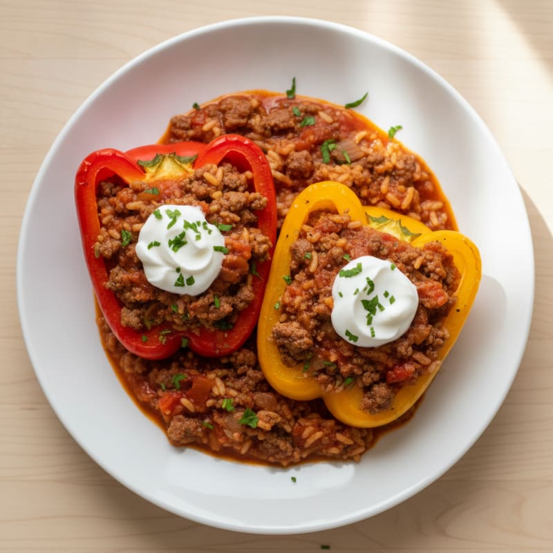 Beef and Rice Stuffed Bell Peppers