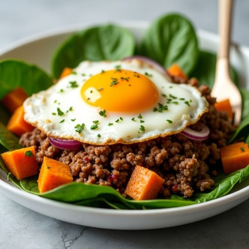 Lean Ground Beef Skillet with Crispy Sweet Potatoes and Creamy Avocado