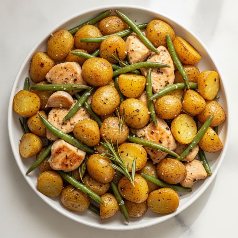 Garlic Herb Roasted Gold Potatoes with Chicken