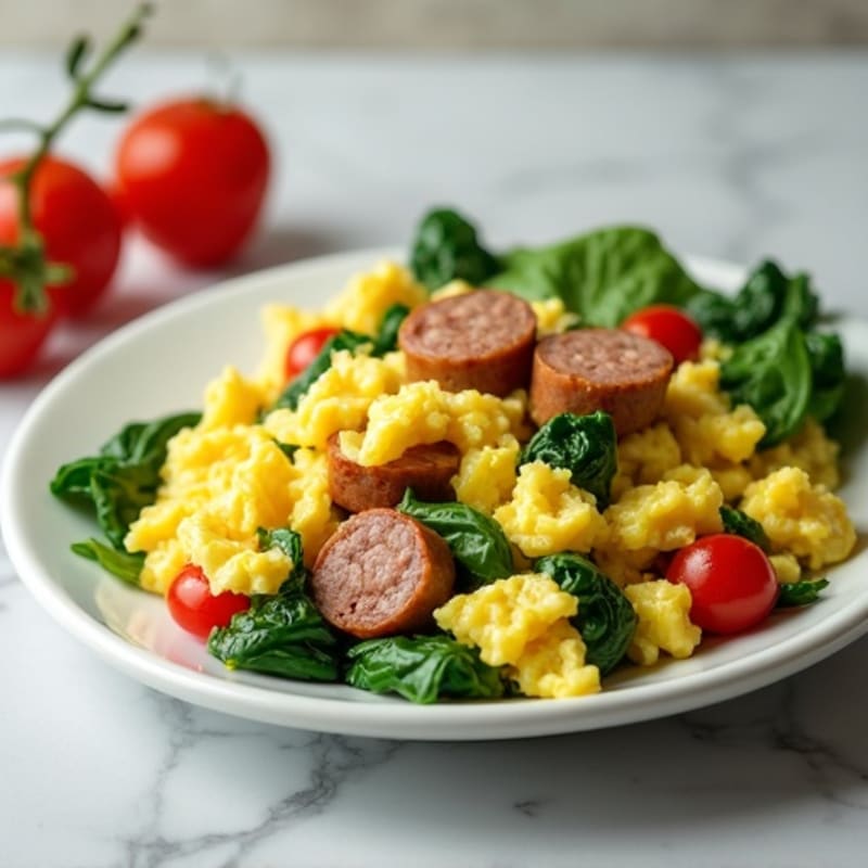 Egg White Scramble with Spinach and Turkey Sausage