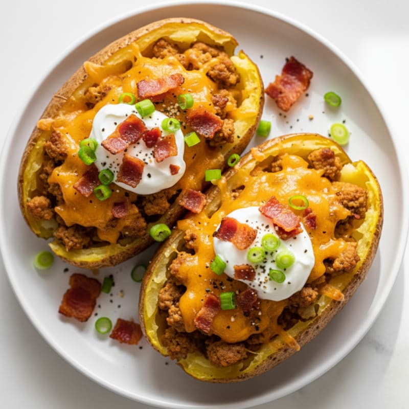 Crispy Bacon Cheddar Stuffed Potatoes