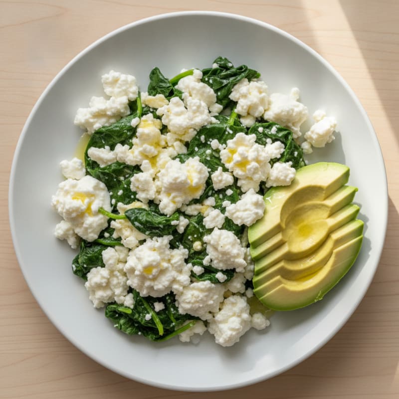 Scrambled Egg Whites with Spinach and Cottage Cheese