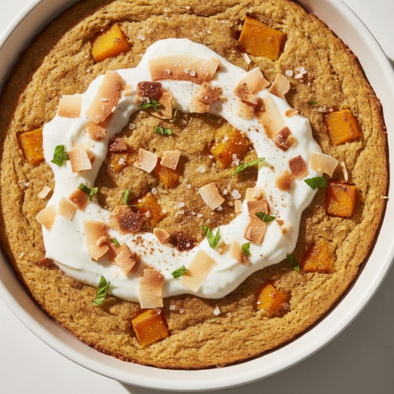 Pumpkin Coconut Yogurt Baked Oat Flour Dessert