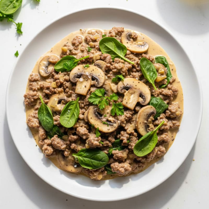 Tender Beef Mince with Creamy Mushroom Sauce