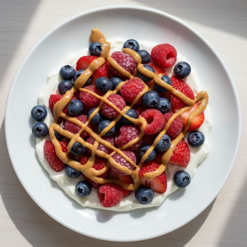 Greek Yogurt Protein Parfait with Berries and Almond Butter