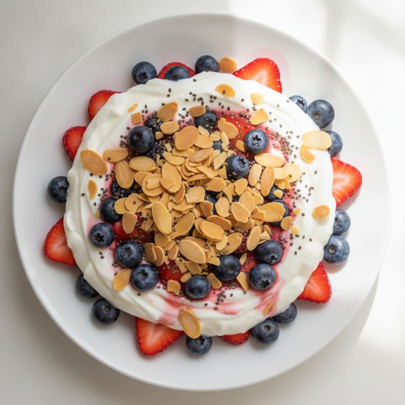 Greek Yogurt Protein Parfait with Berries and Almonds