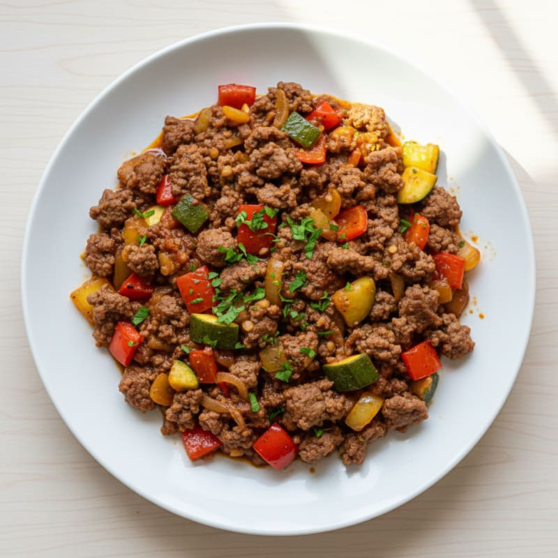 Smoky Ground Beef and Pepper Skillet