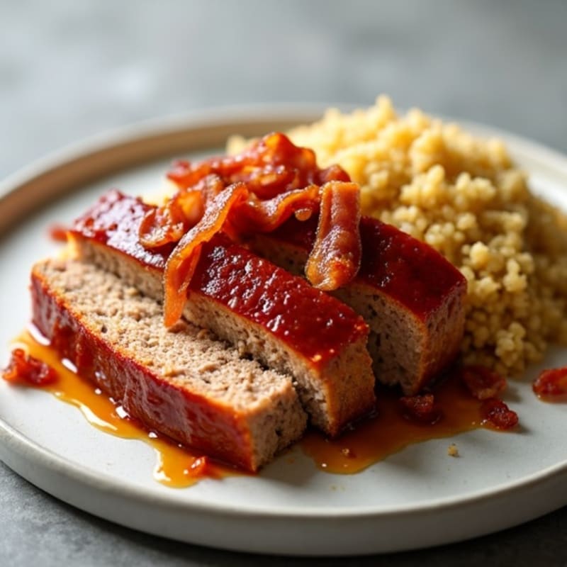 Lean Turkey Meatloaf with Smoky BBQ Glaze and Crispy Bacon Crumbles