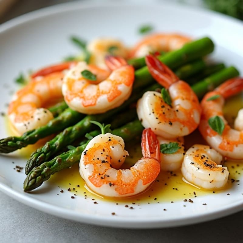 Garlic Herb Pan-Seared Shrimp with Roasted Asparagus