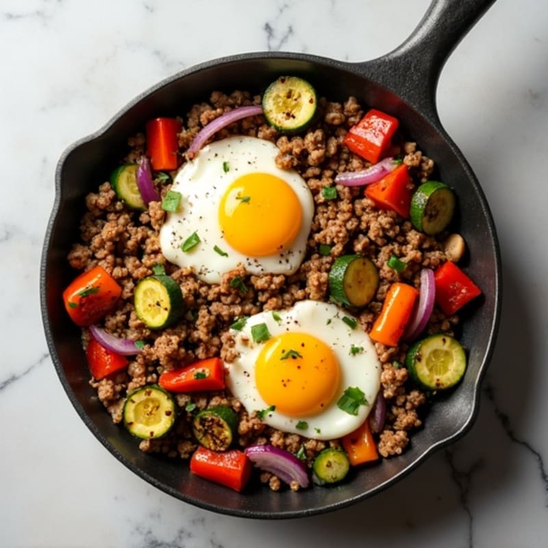 Savory Ground Deer and Roasted Vegetable Skillet