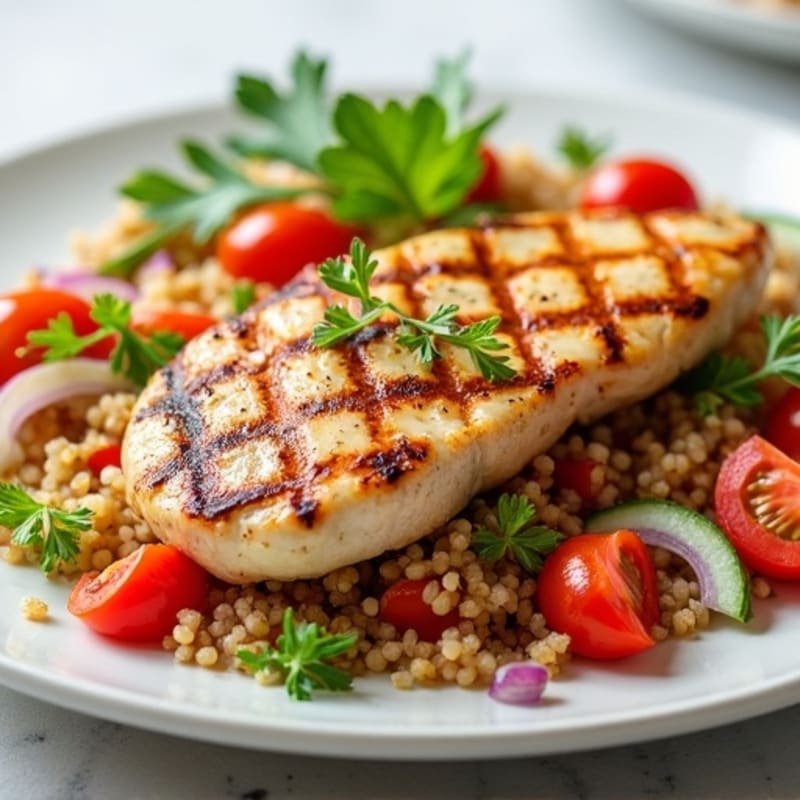 Grilled Chicken Breast with Crunchy Quinoa Salad