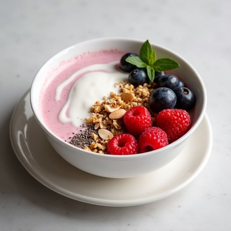 High-Protein Yogurt Bowl with Fresh Berries and Crunchy Granola