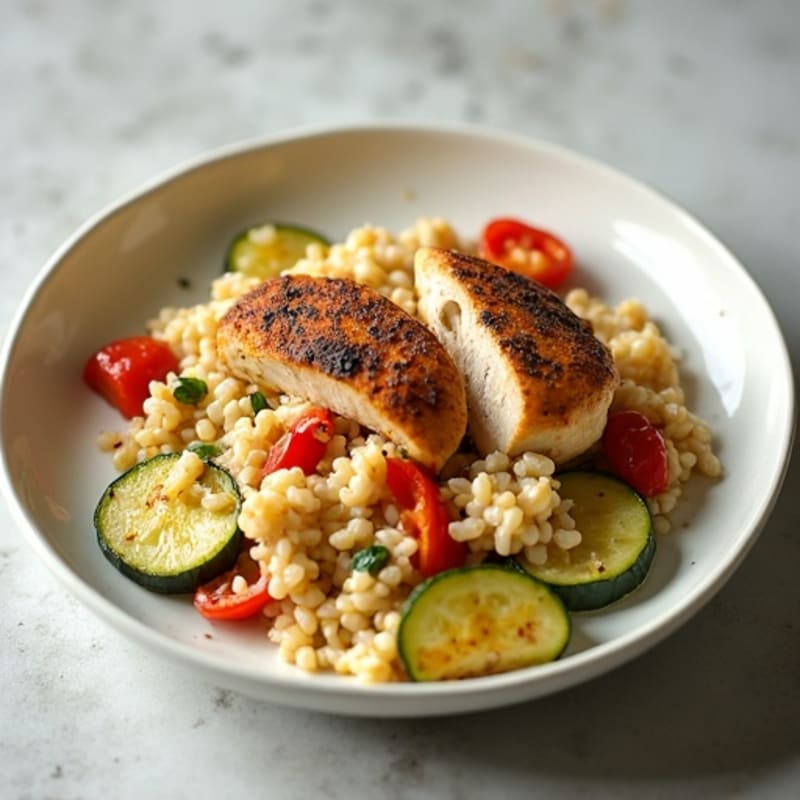 Creamy Chicken and Wild Rice Bake with Roasted Vegetables