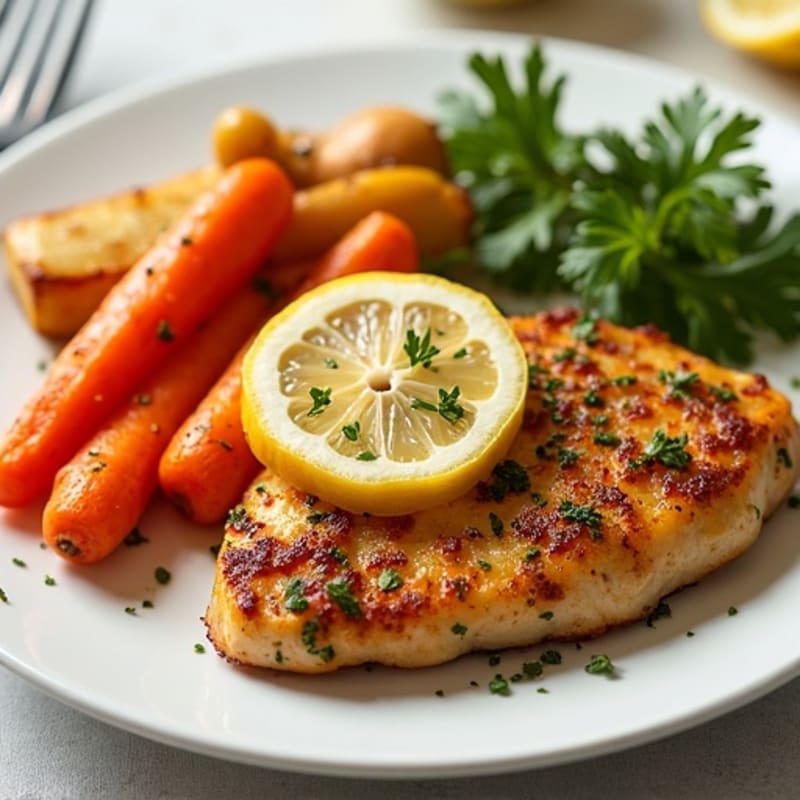 Crispy Lemon Herb Chicken with Roasted Root Vegetables