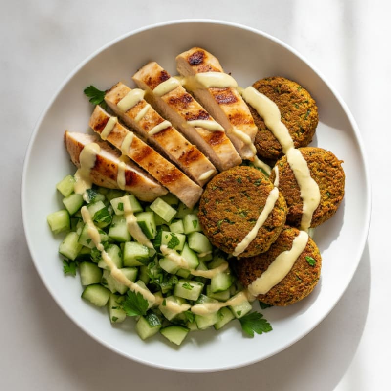 High-Protein Falafel & Grilled Chicken Bowl