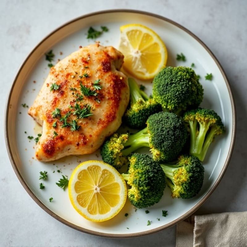 Lemon Herb Roasted Chicken and Crispy Broccoli