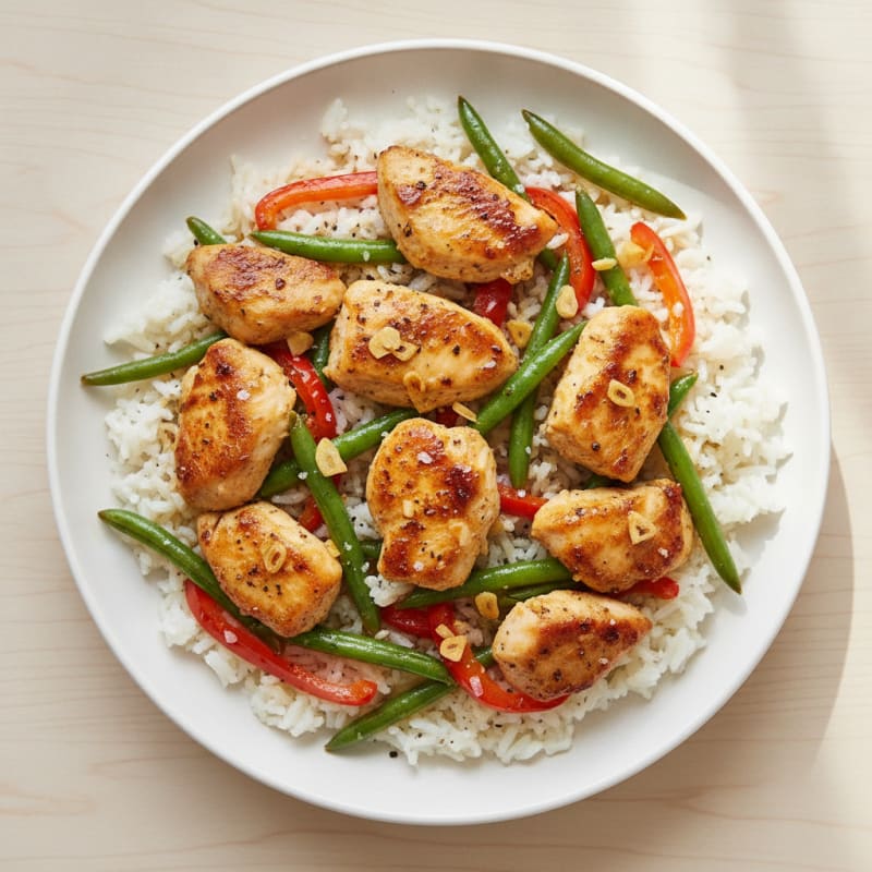 Garlic Chicken and Rice Skillet