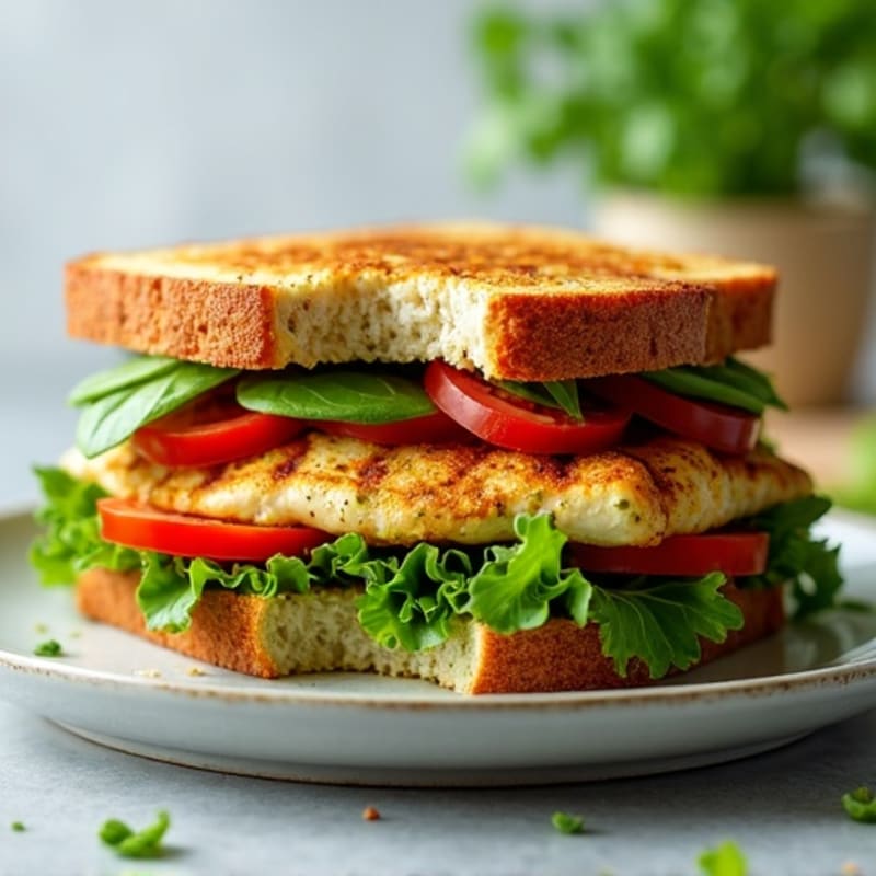 Grilled Chicken Pesto Sandwich with Fresh Greens