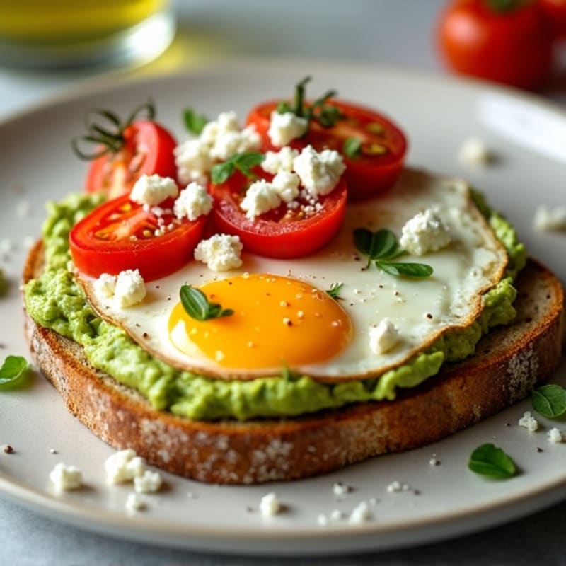 Egg and Avocado Whole Grain Toast with Roasted Cherry Tomatoes