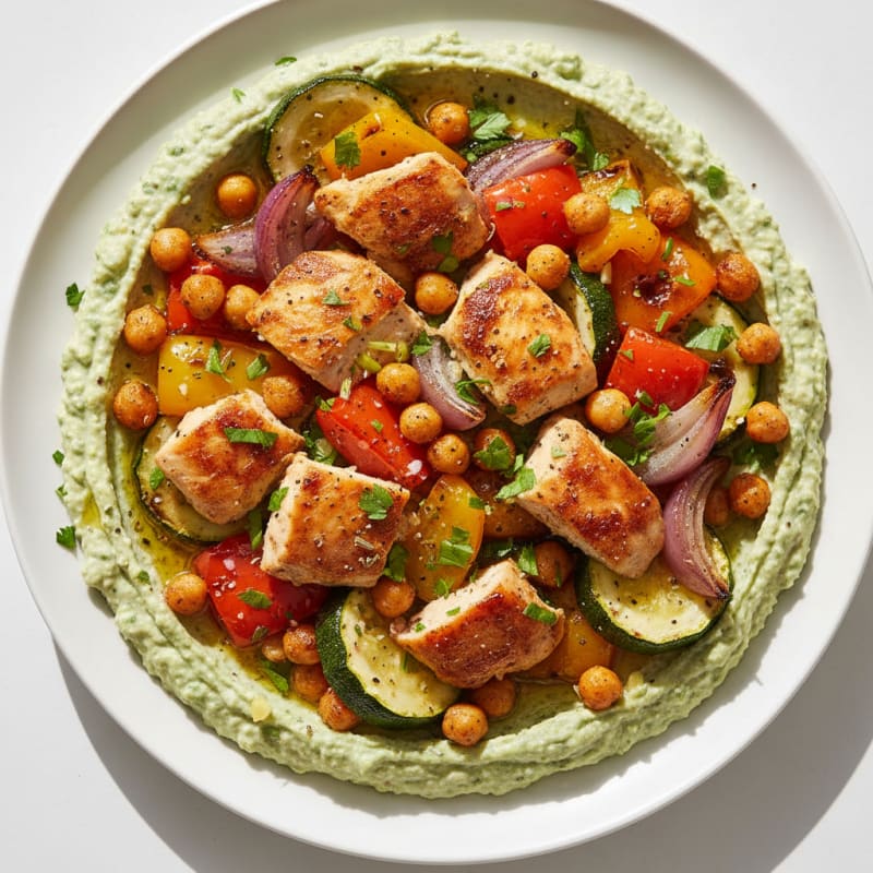 Herb Hummus Platter with Roasted Vegetables