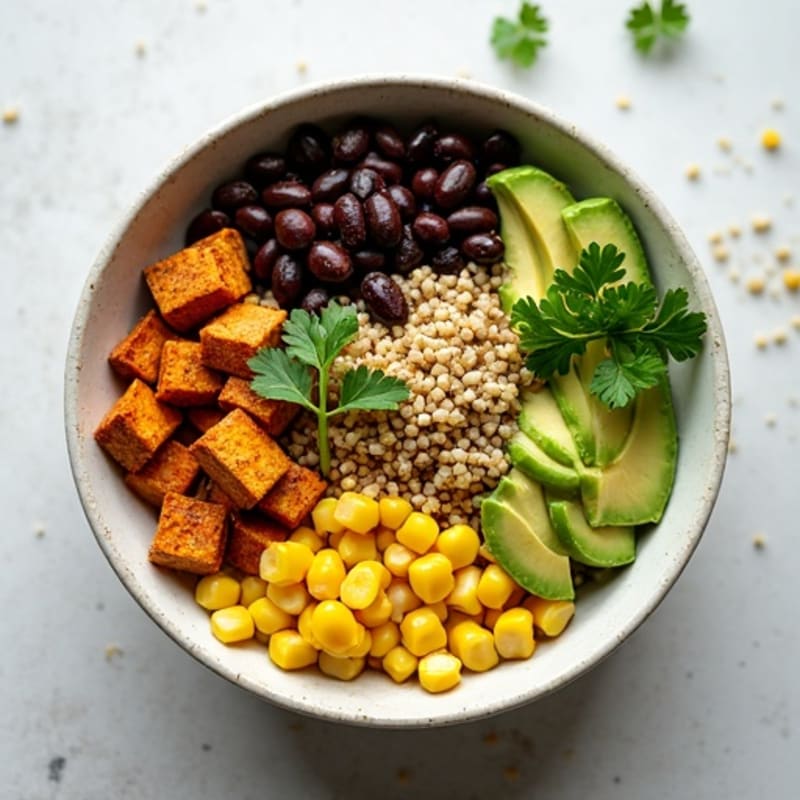 Cilantro-Lime Black Bean Bowl with Roasted Corn