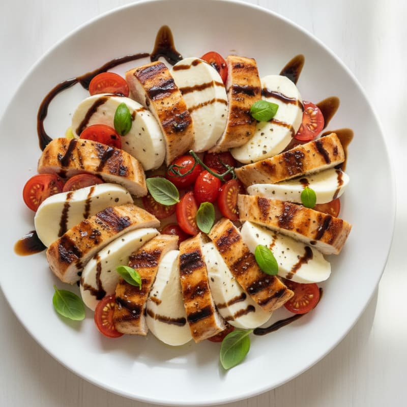 Grilled Chicken Caprese Salad with Balsamic Glaze