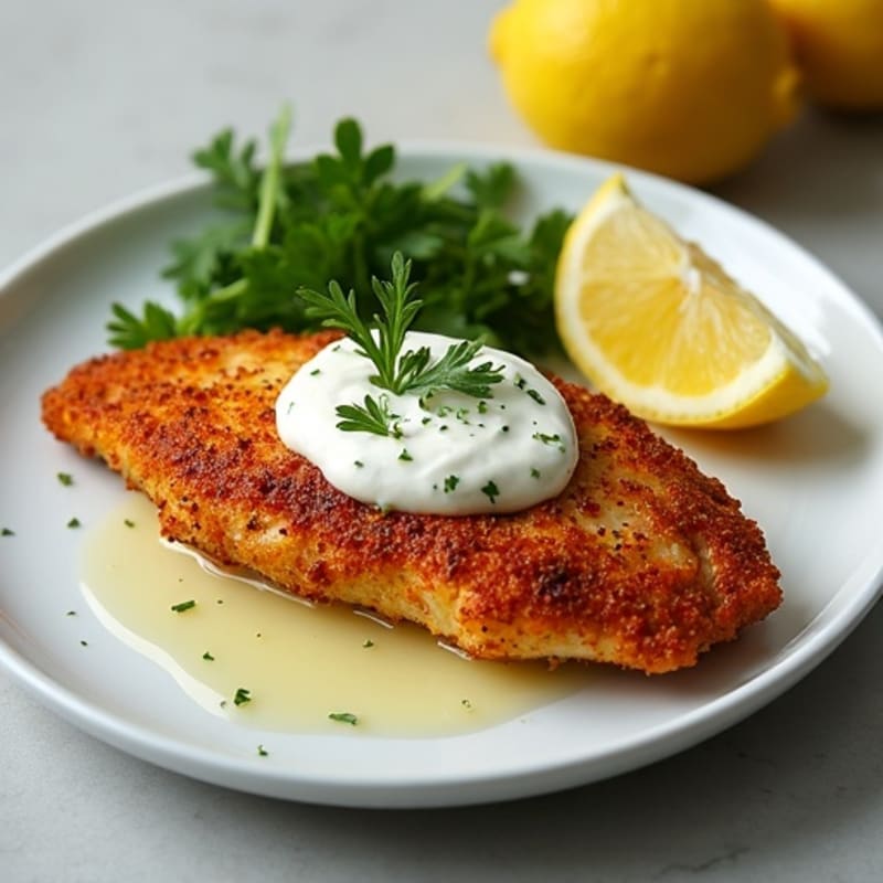 Crispy Blackened Catfish with Lemon Herb Sauce