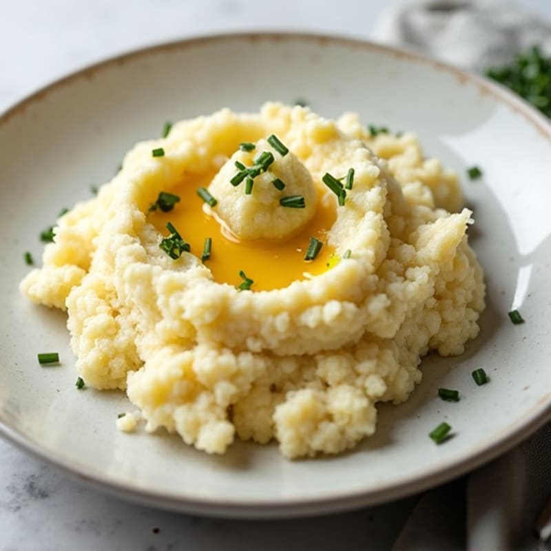 Creamy Cauliflower-Potato Mash with Roasted Garlic
