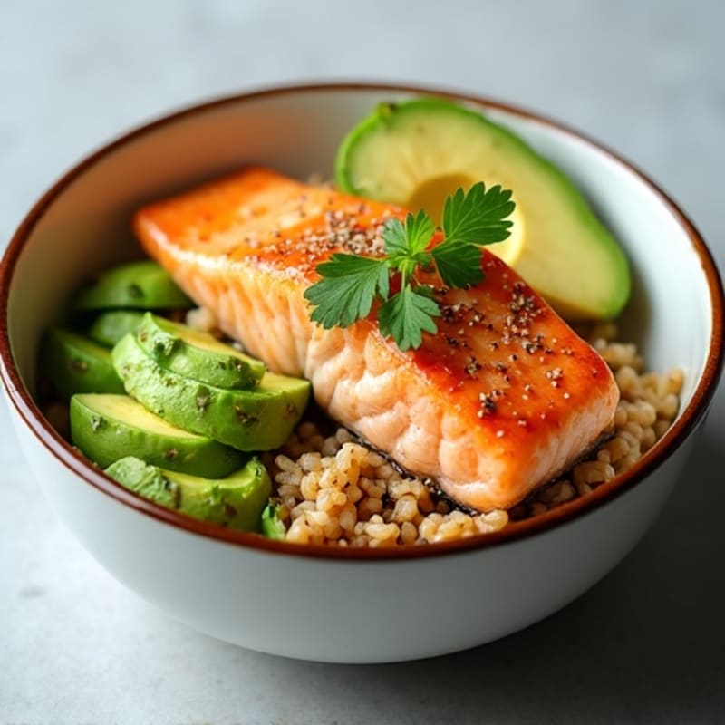 Fresh Salmon and Creamy Avocado Rice Bowl