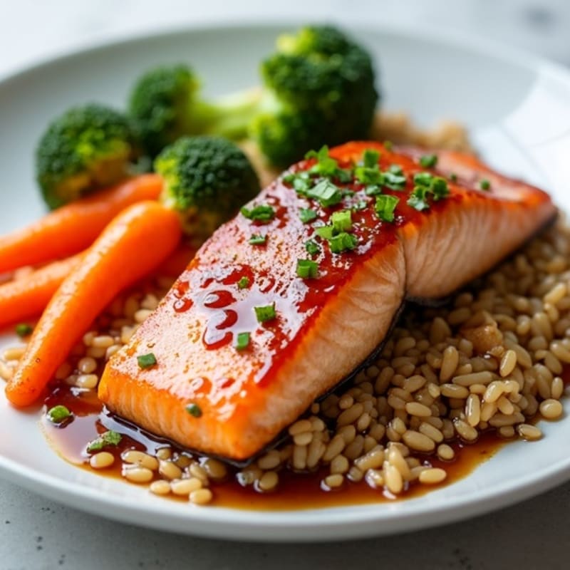 Teriyaki Glazed Salmon with Roasted Vegetables