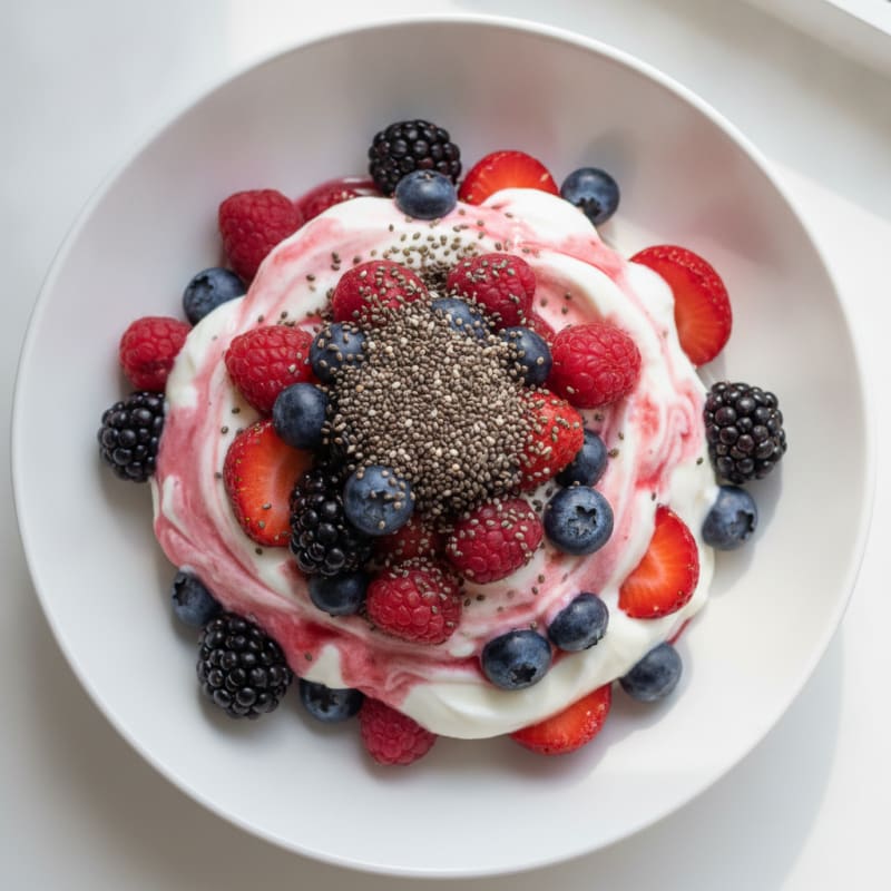 Creamy Low-Fat Yogurt Protein Parfait with Mixed Berries