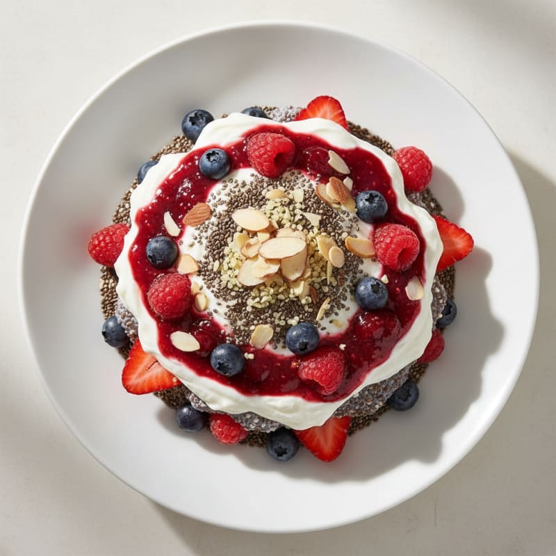 Greek Yogurt Parfait with Chia Seeds and Mixed Berries