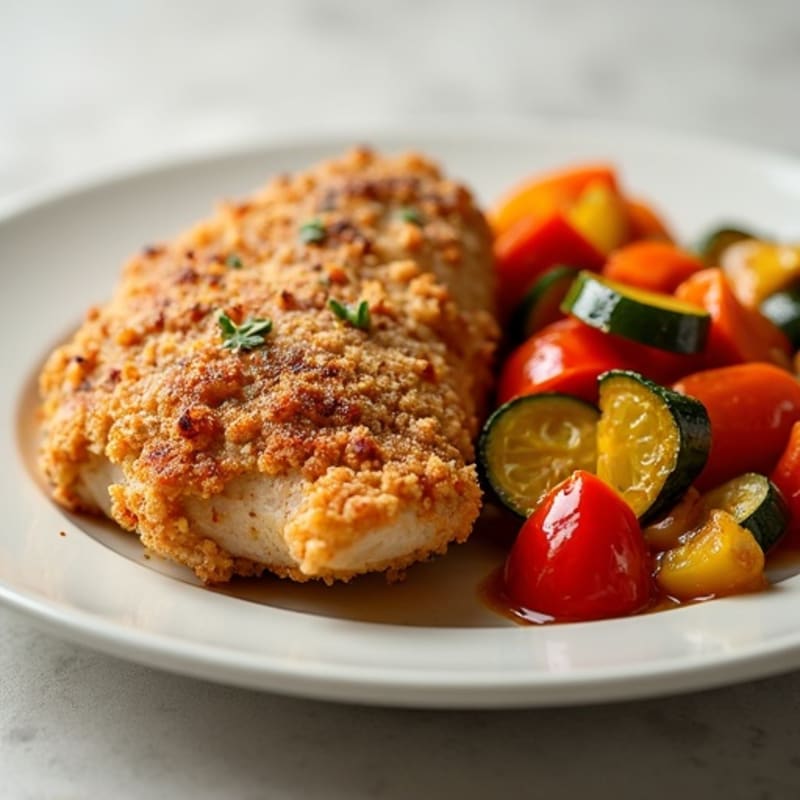 Crispy Buttermilk Chicken with Roasted Vegetables