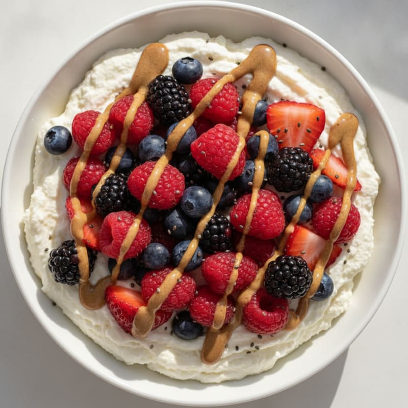 Greek Yogurt Protein Mousse with Mixed Berries