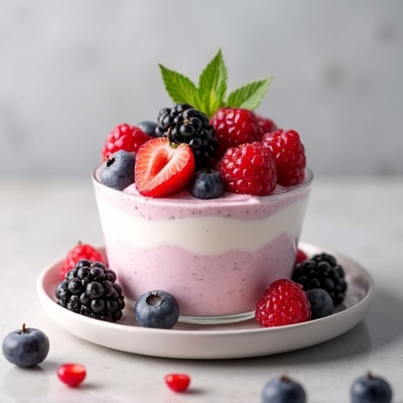 Creamy Greek Yogurt Protein Mousse with Mixed Berries