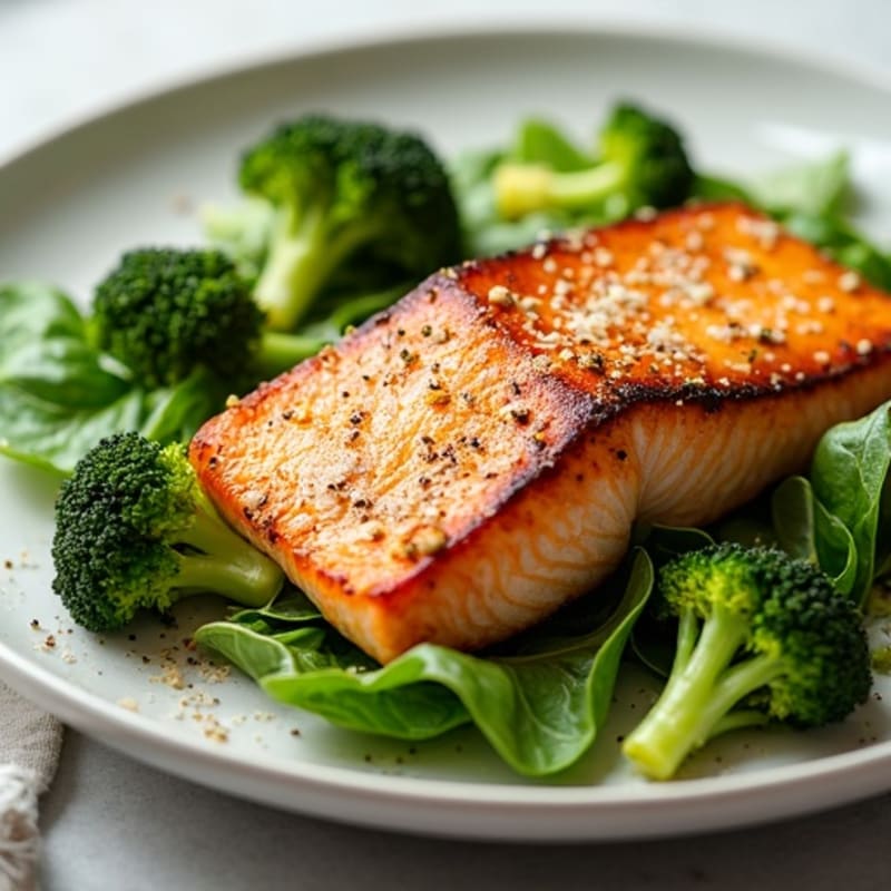 Pan-Seared Salmon with Roasted Broccoli and Parmesan