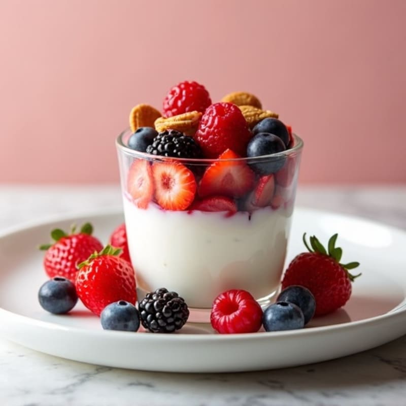 Greek Yogurt Protein Parfait with Mixed Berries and Almonds