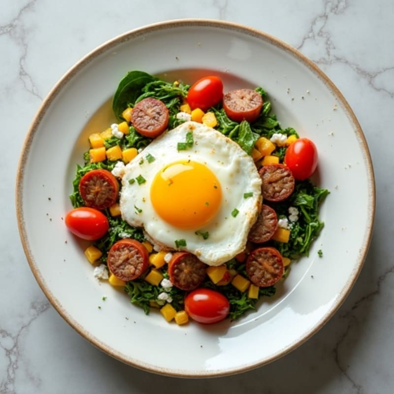 Egg White Scramble with Turkey Sausage and Spinach