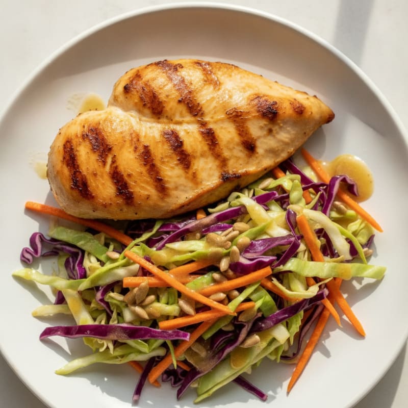 Grilled Chicken Breast with Crunchy Cabbage Slaw