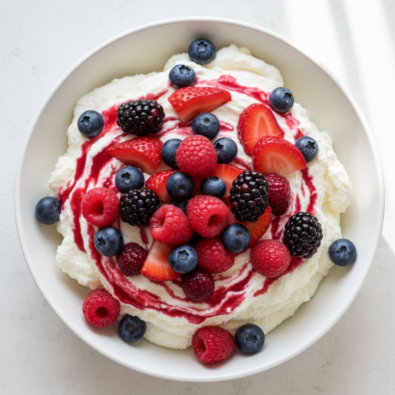 Greek Yogurt Protein Mousse with Mixed Berries