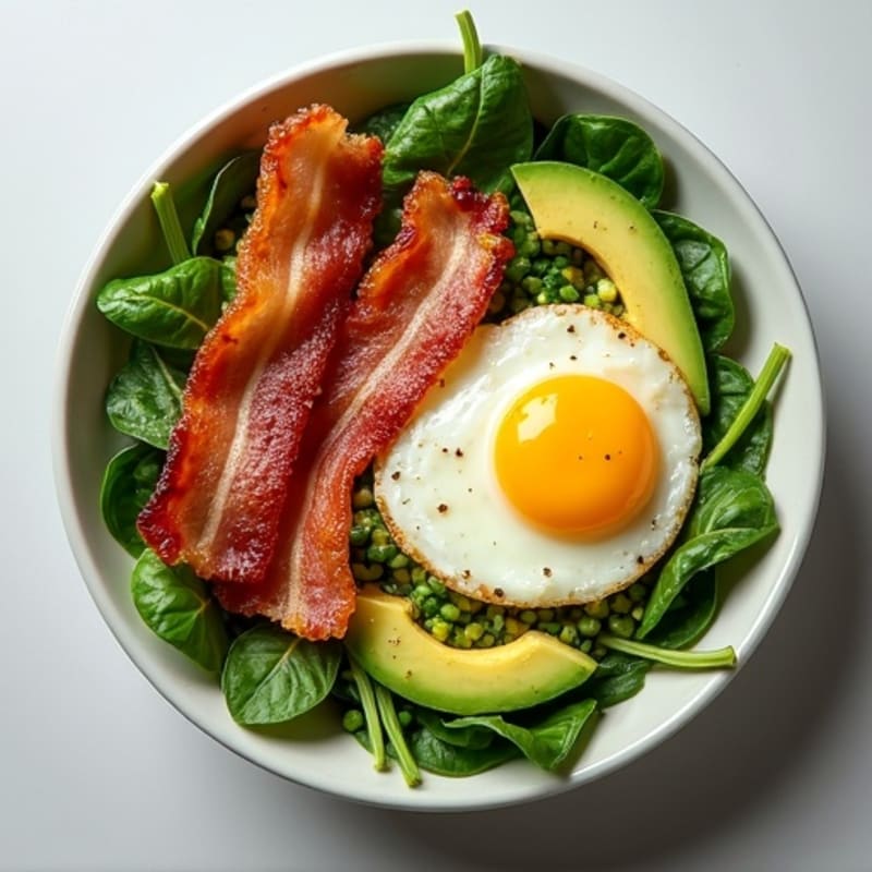 Crispy Turkey Bacon and Egg White Scramble with Spinach