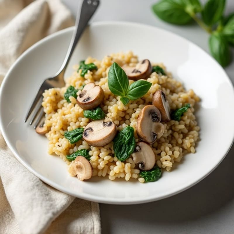Silky Mushroom and Spinach Risotto with Chicken
