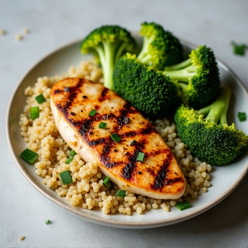 Grilled Chicken Breast with Roasted Broccoli and Quinoa