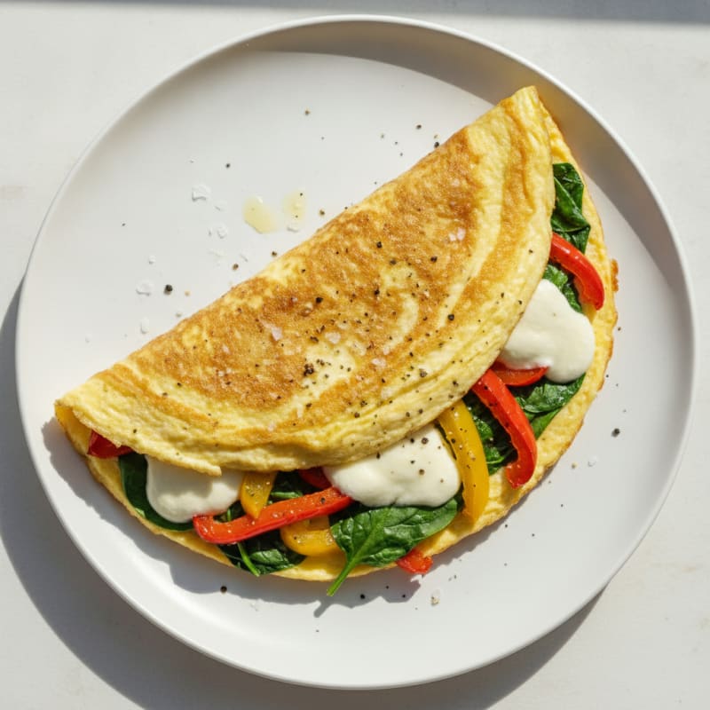 Pepper Spinach Mozzarella Omelette