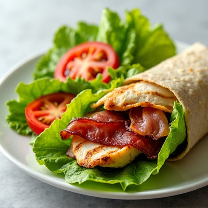 Crispy Turkey Bacon and Chicken Lettuce Wraps with Fresh Tomatoes