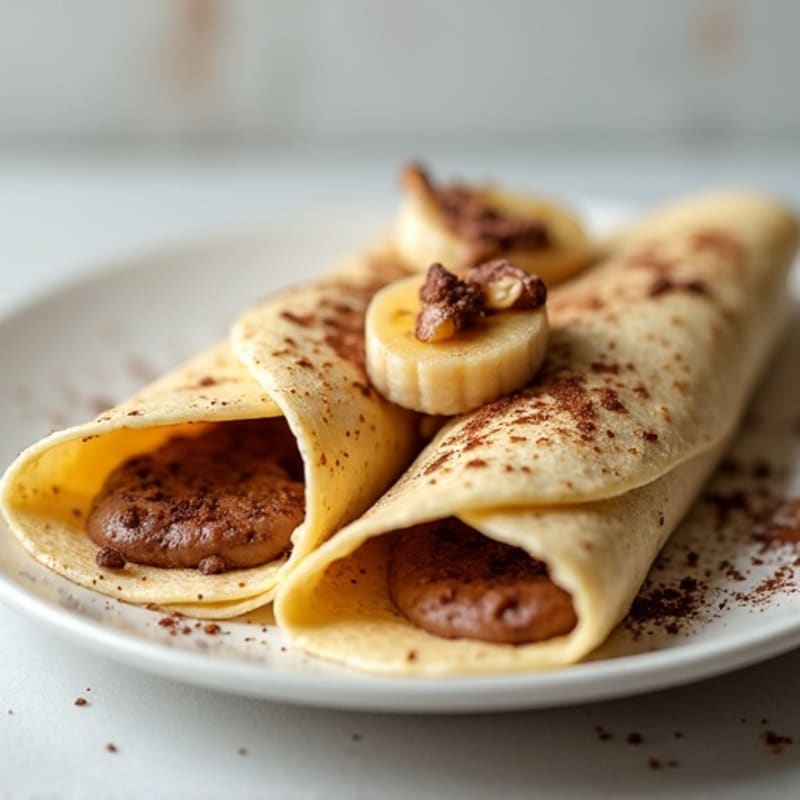 Protein Banana Stuffed Crepes with Creamy Cacao-Hazelnut Spread