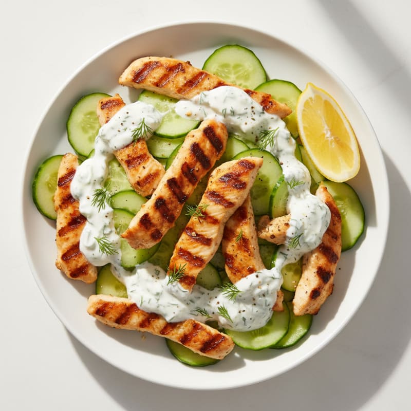 Grilled Chicken and Cucumber Salad with Greek Yogurt Dressing