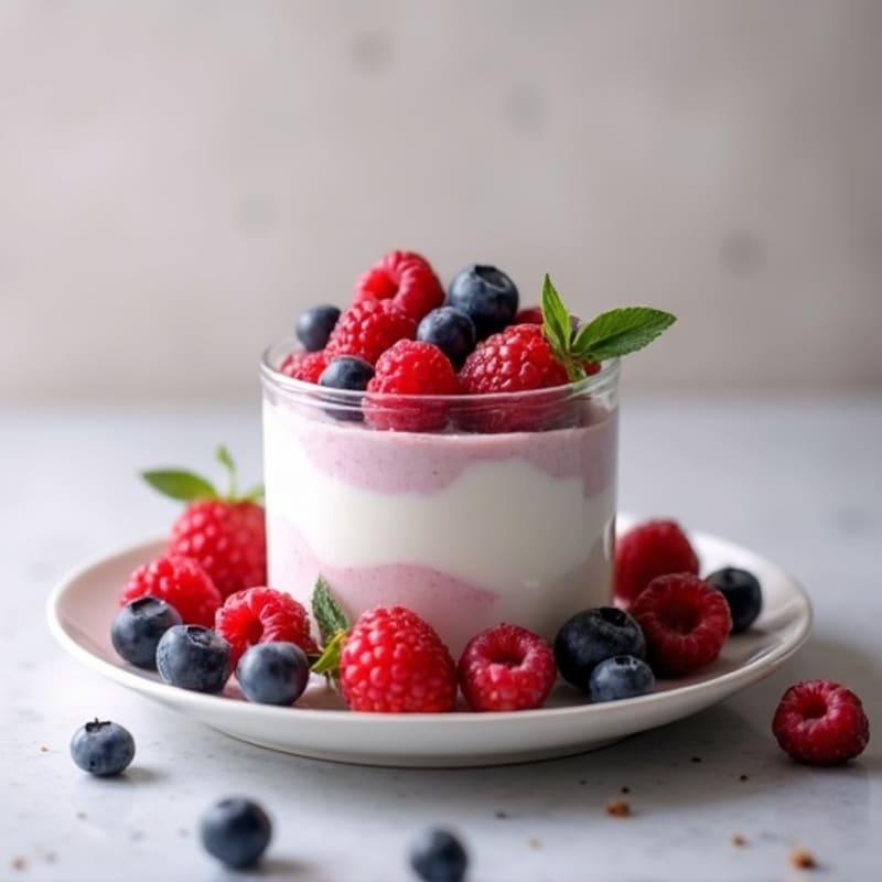 Greek Yogurt Protein Mousse with Mixed Berries