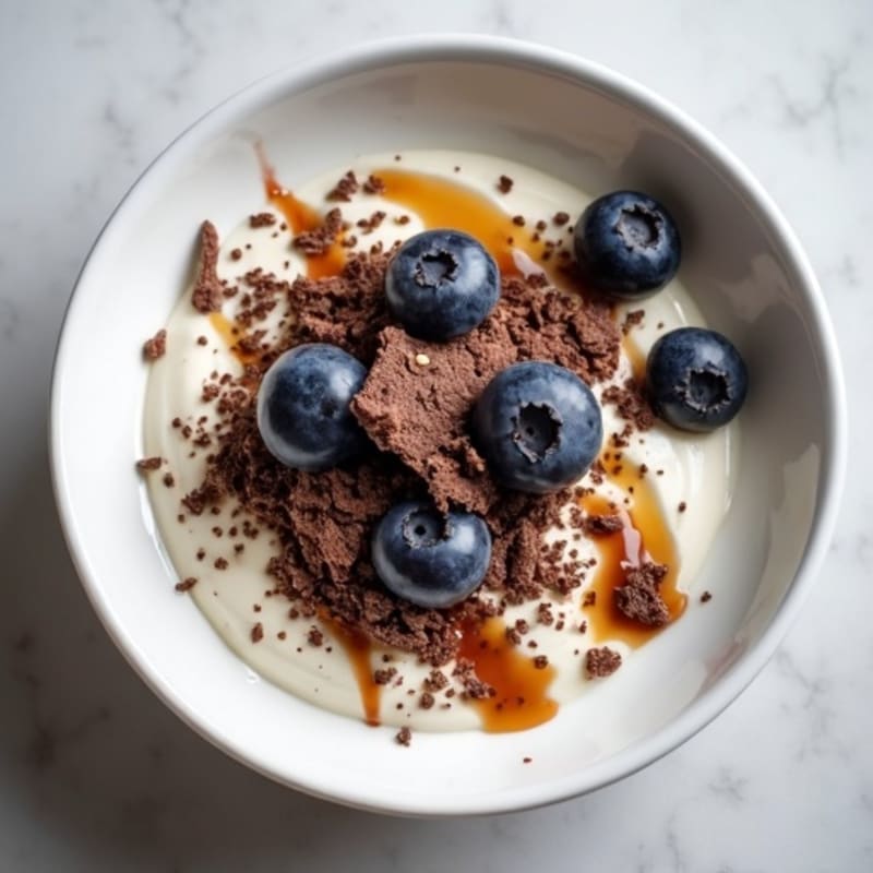 Silky Protein Greek Yogurt with Dark Chocolate and Chia Seeds